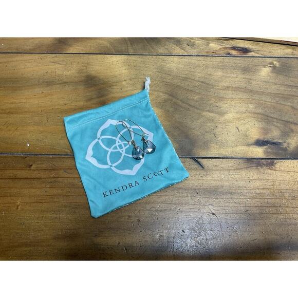 Kendra Scott Drop Earrings in Blue with Gold Frame - Picture 1 of 6